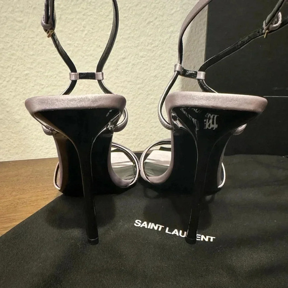 YSL YVES SAINT LAURENT NIB Nuit 105 Crepe Satin Sandals Heels Stilettos 38.5 - Picture 12 of 14